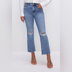 Good American Soft-Tech Good Legs Cropped Mini-Boot Jeans